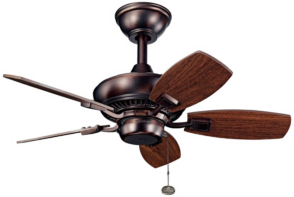 30" Kichler Canfield Bronze Damp Rated Ceiling Fan with Pull Chain - Image 1 of 1