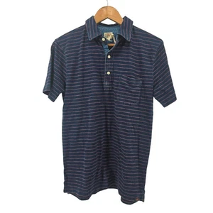 FAHERTY BRAND Herren Indigo gefärbtes gestreiftes Poloshirt Kurzarm Tasche Größe Small - Bild 1 von 8