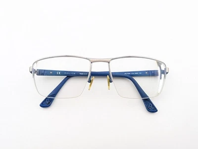 Gafas de policía, solo marcos, VPLF50K 08M3, 57-17-145, metal, azul/plateado Foto 1 de 4