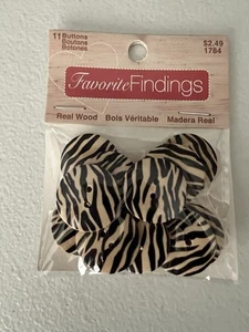 Blumenthal Lansing Zebra Print Wood Buttons 7/8" 22mm Flat 2 Hole 11 Count - Picture 1 of 2