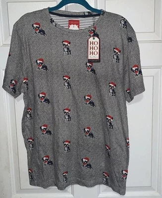 Camiseta Gris Toro Francés Perro Bulldog Navidad Vacaciones 100% Algodón Nueva con Etiquetas XL Foto 1 de 4