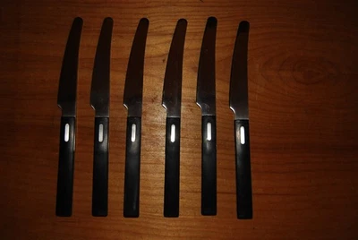 6 cuchillos de cena IKEA SIGILL 9" diseño Olle Gyllang asas negras Foto 1 de 4