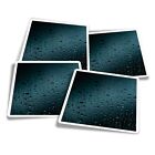4x Square Stickers 10 cm - Dark Blue Grey Water Droplets  #44837