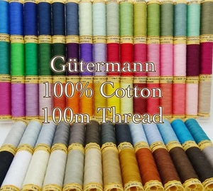 Gütermann Cotton Thread 100m Reel Machine and Hand Sewing Quilting 100 Colours - Picture 1 of 133