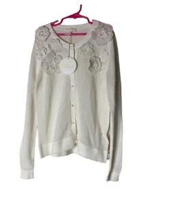 Chloe’ Girls Crochet Cardigan Sweater White Size 12 - Picture 1 of 8