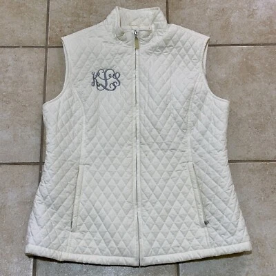 Женский стеганый флисовый жилет на молнии Cutter & Buck с карманами и белыми серыми надписями KLS - Изображение 1 из 4