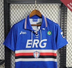 MAGLIA SAMPDORIA ASICS CALCIO CAMISETA SHIRT VINTAGE 94 95 ERG GULLIT MANCINI - Foto 1 di 5