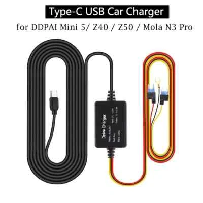 Hardwire Type-C USB Car Charg Dual Car DVR Dash Cam Mirror Camera Charging Cable - Bild 1 von 4