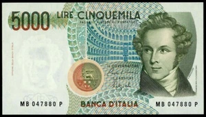 ITALIEN 5000 LIRE BELLINI SERIE ""B"" 1988 UNC - Bild 1 von 2