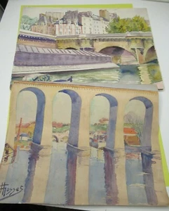 DEUX BELLES AQUARELLES Signées "H. GOSSET" 1930-40 QUAIS PARIS ET BORDS SEINE - Picture 1 of 5