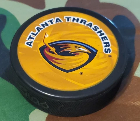 ATLANTA THRASHERS Shadow Logo INGLASCO NHL LICENSED PUCK MADE IN SLOVAKIA πΈπ° Cover