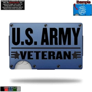 Cartera de Metal Minimalista Grabada con Láser con Veterano del Ejército de EE. UU. - Imagen 1 de 10
