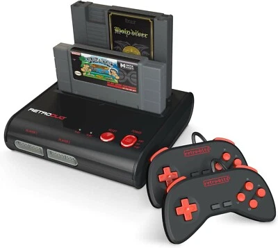 RetroDuo Nintendo NES & SNES 2in1 Twin Video Game Console System - Black/Red - Image 1 of 4