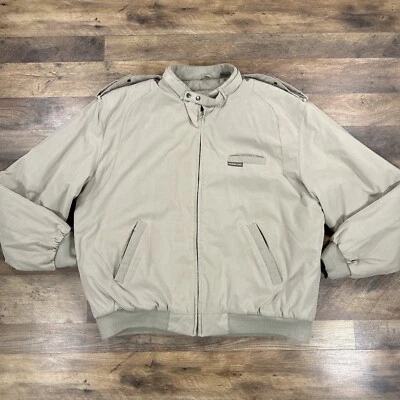 Chaqueta para Hombres Solo Miembros XLT Alta Beige Tostado Cremallera Completa Puffer Bomber De Colección Foto 1 de 4