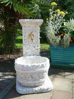 Brunnen, Wandbrunnen, 75 cm Gartenbrunnen, Steinguss, Skulpturen, Top Steinfigur - Bild 1 von 4