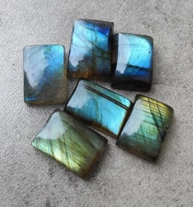 Cabujón rectangular multi labradorita de 5x7 mm a 12x16 mm piedras preciosas sueltas naturales - Imagen 1 de 4