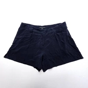 Theory Pleated Silk Shorts Womens 8 Black Mid Rise 4" Inseam Stretch Chino - Picture 1 of 9