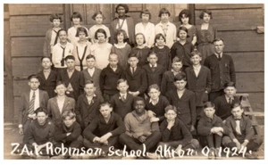 Postcard RPPC Robinson Elementary School 7th Class Kids Photo Akron Ohio 1924 - Picture 1 of 3