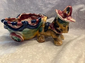vintage ceramic Donkey planter. Made in Japan. 1959's. colorful. Mexican looking - Picture 1 of 8