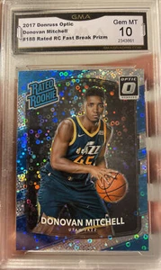 2017 Panini Donruss Optic Prizm Rookie Donovan Mitchell 10 Gem Mint Fast Break - Picture 1 of 3