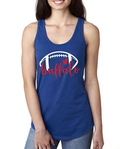 Fan Of Buffalo Football Red Heart Script Writing Ladies Racerback Tank Top - Picture 1 of 2