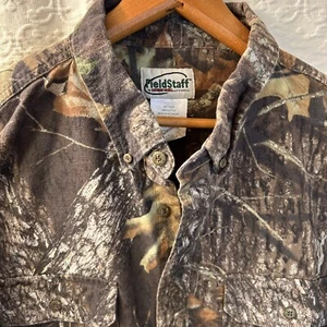 Vintage Mossy Oak Long Sleeve Button Down Shirt Field Staff Front Pockets - XL - Picture 1 of 10