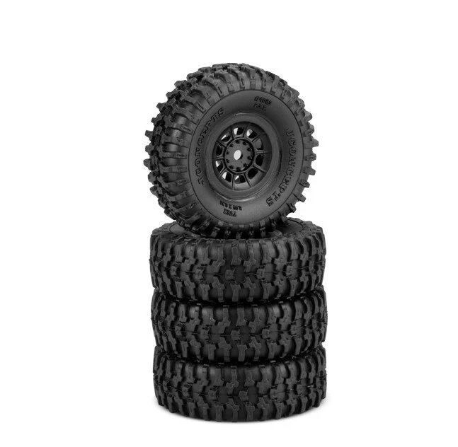 Axial SCX24 1.0 Tusk Gold Comp Tires Mounted on Black Hazard Wheels (4pcs) - Image 1 of 1