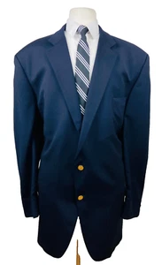 JOSEPH & FEISS Mens 56L Navy Canada Gold Button Blazer Sport Coat Suit Jacket - Picture 1 of 10