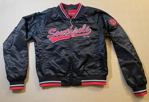 SouthPole Big Boys Medium Bomber Jacket Red Black Embroidered Logo Full Zip EUC - Picture 1 of 7