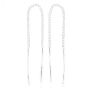 Sterling Silver Bar Drop Threader Earrings - Picture 1 of 2
