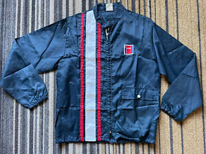Vintage Nylon Jacket By Horizon Sportswear Red White Blue Stripe Sz M Racing One