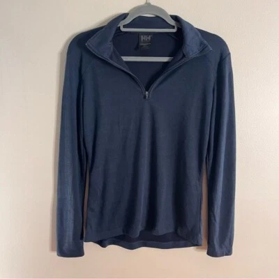 Top Helly Hansen Talla Mediana 1/4 Cremallera Azul Marino Perforado Capa Base Foto 1 de 4