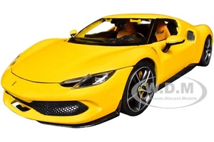 FERRARI 296 GTB YELLOW 1/18 DIECAST MODEL CAR BY BBURAGO 16018 - Picture 1 of 6