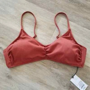 NWT Shade & Shore Brown Ribbed Bikini Top Size XL - Picture 1 of 7