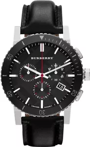 NEW GENUINE MEN'S BURBERRY BU9382 THE CITY SILVER BLACK WATCH - 2 Y.WARRANTY - Picture 1 of 6