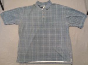 Eddie Bauer Camicia Uomo XL Blu Plaid Vintage Polo Manica Corta - Foto 1 di 5