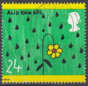 Reino Unido Inglaterra sellado perfecto sello redondo lluvia ácida clima / 2289 - Imagen 1 de 1