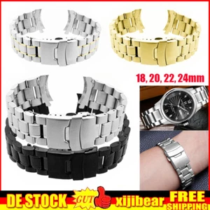 18, 20, 22, 24mm Luxus Edelstahl Glieder-Uhrenarmband Metall Armband Ersatzband - Bild 1 von 20
