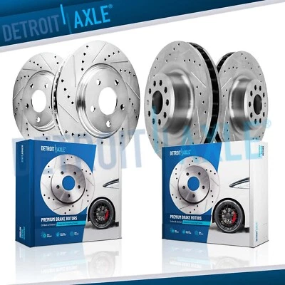 Front Rear Drilled and Slotted Brake Rotors Kit for 2016 - 2021 Tesla Model S X - Image 1 of 4