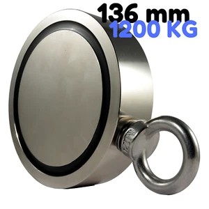 Neodym Magnet Bergemagnet Doppel Suchmagnet 1200KG Magnetangeln Fischen 136 mm - Bild 1 von 7