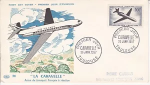Enveloppe 1er jour Avion La Caravelle Avion de transport à réaction 1957 PAC - Imagen 1 de 2