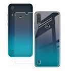 For Motorola Moto E6i Cover Case Clear + Film Tempered Glass
