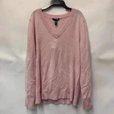 Suéter Aqua Cashmere Mujer XL Rosa Hielo Cuello en V Nuevo con Etiquetas P35 Foto 1 de 4