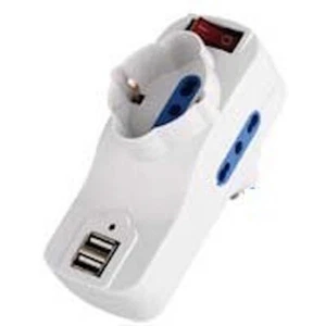 Adattatore Viaggio TRIPLA ELETTRICA CON Prese USB, 2 Prese bipasso e 1 Schuko - Foto 1 di 1
