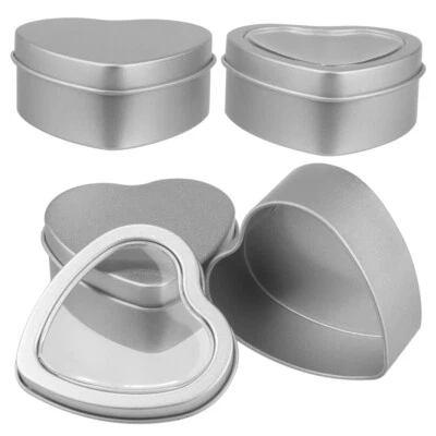 1/6/12x Small Heart Shaped Tin Can Metal Box Mints Candies Container With Lid E - Image 1 of 4
