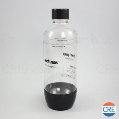 SODAGAS Bottiglia Nera PET 1 L 38mm Gasatore Acqua SodaStream HappyFrizz GasUp