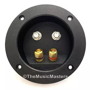 Gold Banana Speaker Screw Terminal Cup Dual 1/4" Jacks Home Pro Studio Cabinets - Picture 1 of 8
