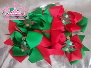GROSSE Haarschleife im Boutique-Stil rot, weiß, grün Weihnachtsbaum! Bezaubernd!!!🎄🎄🎄 - Bild 1 von 19