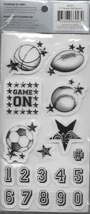CLOUD9 cling rubber stamp set SPORTS Balls, Numbers - Imagen 1 de 2