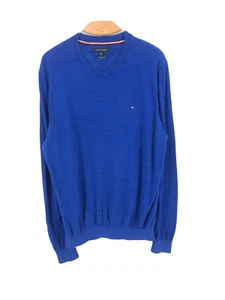 TOMMY HILFIGER Men Cotton Linen Crew Neck Pullover Jumper Sweater Size L - Picture 1 of 9